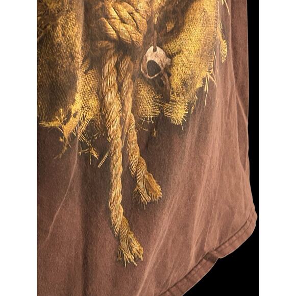 Scarecrow Skull With Cowboy Hat And Flames Halloween T Shirt Men’s L Large‎ - Picture 3 of 6